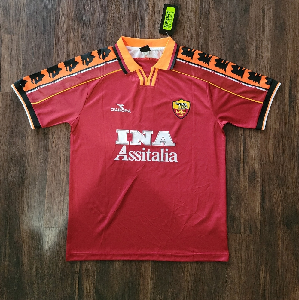 Francesco Totti AS Roma Soccer Team New Men's Retro Diadora Soccer Jersey